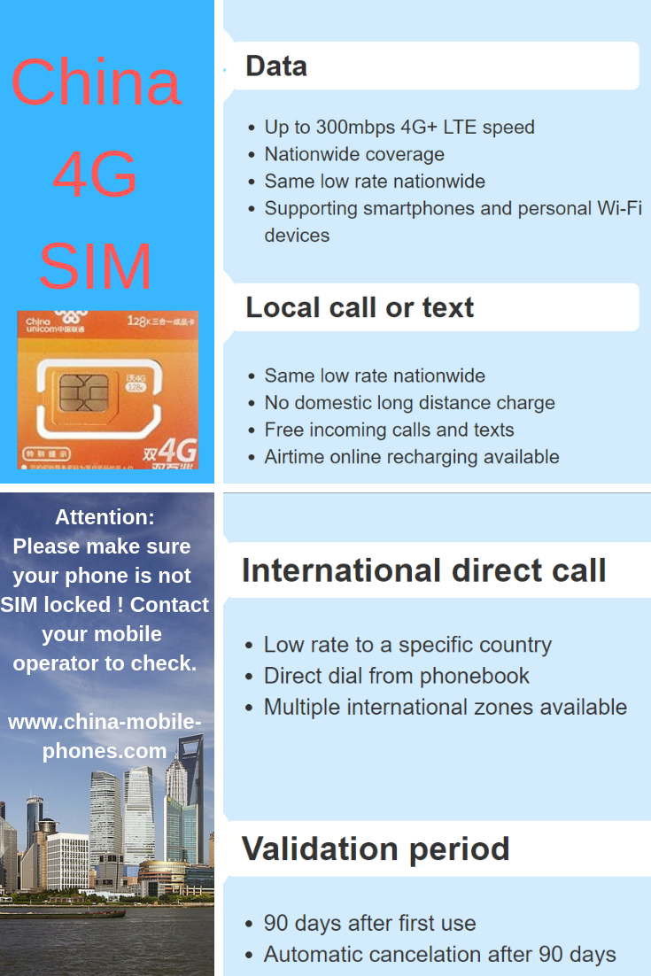 Prepaid China 4G Sim card is a fast data connection solution in China for people on move 